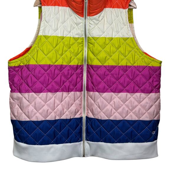 Crown & Ivy Plus Size 3X Rainbow Striped Quilted Zip Up Puffer Vest - Picture 3 of 8